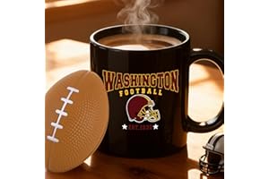 KIRADDLE 2 in 1 Football Fan Ceramic Coffee Mug Cup Washington Themed Merch Shop Men Women Sport Stuff Gear Apparel Memorabilia Commanders Team Decor Accessories Merchandise Dad Unique Birthday Christmas Gifts
