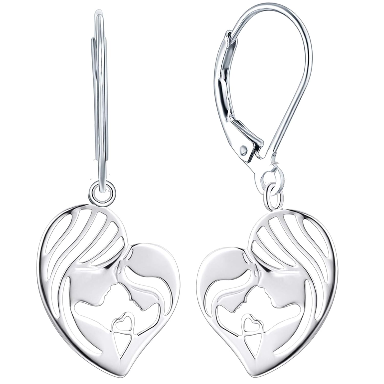 Buy YL Mom Daughter Earrings 925 Sterling Silver Mum Hold Child Heart