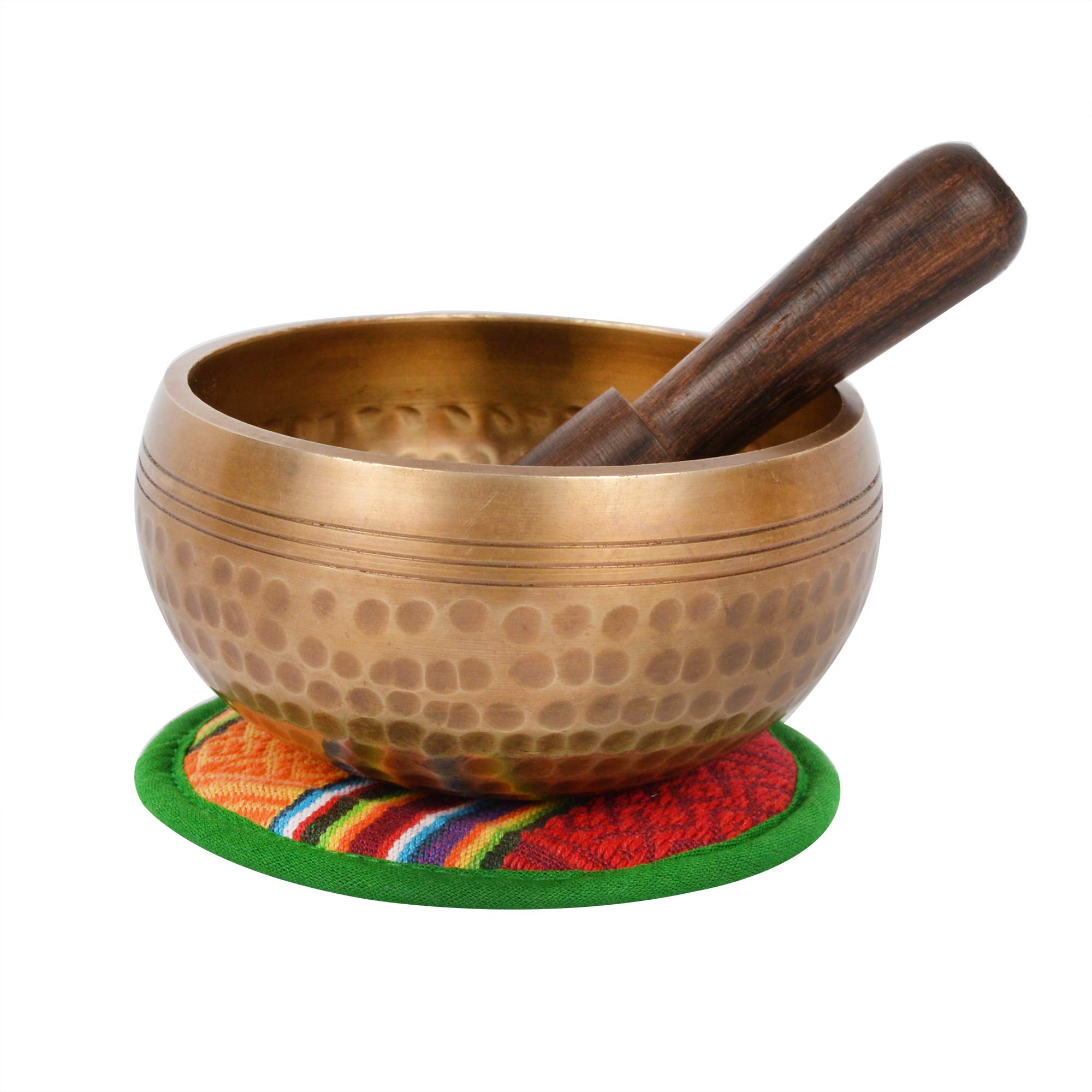 Tibetan Hand Hammered Meditation Singing Bowl with Ethnic bag. For Mindfulness, Relaxation & Healing (Ham-Small) (B66)
