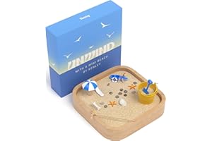 KENLEY Mini Zen Garden - Beach Sandbox for Desk - Sand Tray Therapy Kit - Miniature Zen Garden Gift Set with Natural Sand, Rakes, Rocks and Accessories