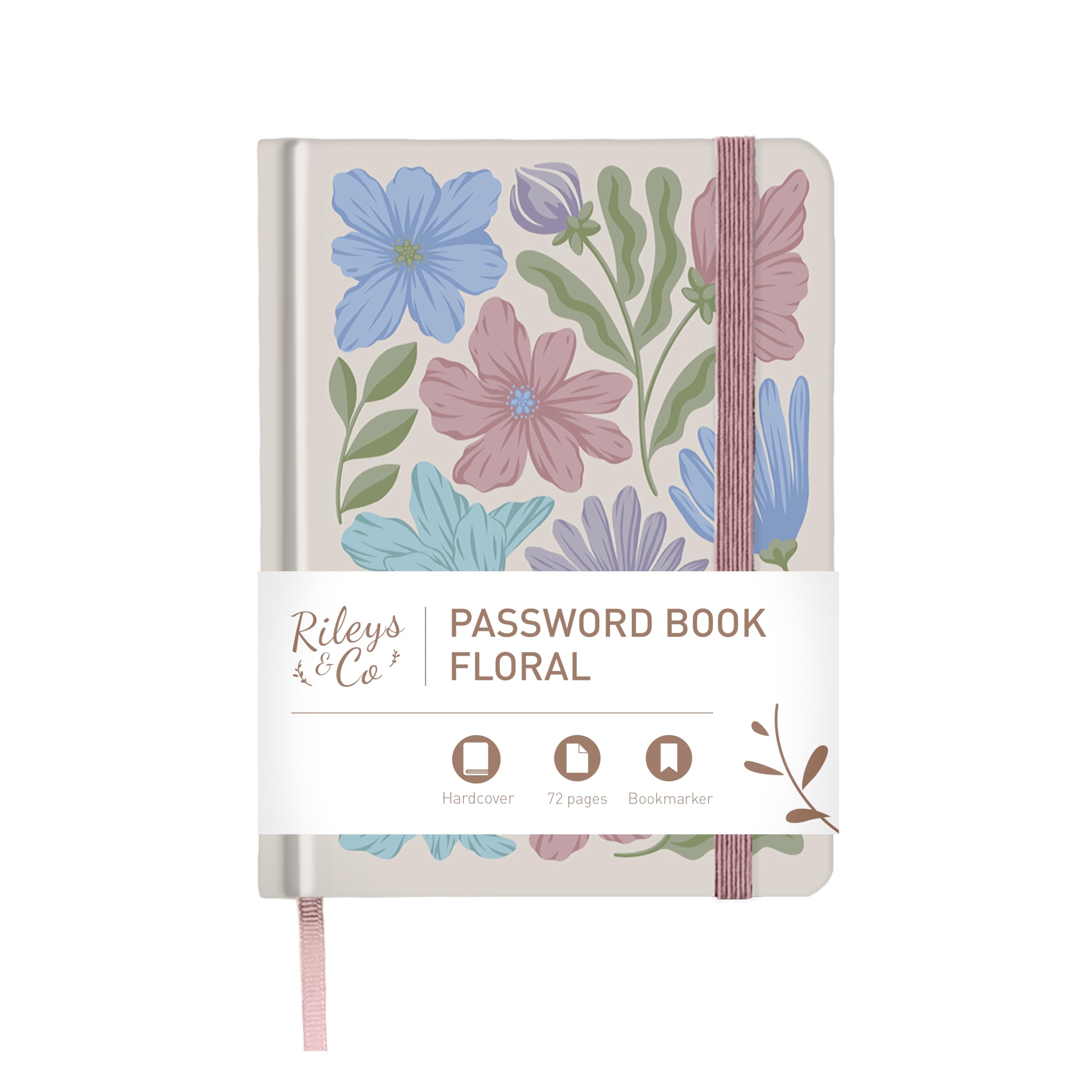 Rileys & Co. Password Book with Alphabetical Tabs, Password Keeper, Password Books for Seniors, Password Notebook for Internet Login, Website, Username (Floral, Light, 15.2 x 11.4 cm)