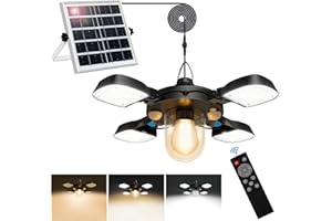 Aqonsie Solar Shed Light Indoor Outdoor Day & Night Work Pendant Light with 5 Lighting Modes & 2 Timers, Cool/Warm LED Color, 192LED Solar Indoor Lights with 2 Sensors & Remote for Shed Gazebo Garage