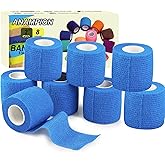 Self Adhesive Bandage Wrap 8 Pack 2" x 5 Yard Elastic Vet Wrap Cohesive Bandage Non Woven Breathable Bandage for Wrist Ankle 