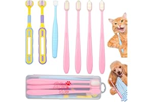 Xuanda Dogs Toothbrush Kit 7 Pcak, Dog Tooth Brushes for Small to Large Dogs, Cats, and Most Pets, 2 Triple Heads Dog Toothbr