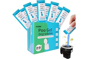 AVELOTUUG Portable Toilet Absorbent Gel Powder, 25 Pack Poo Gel for Camping Toilet Solid Waste and Urine, Eco Gel for Outdoor Recreation Hiking Fast-Acting Gel Deodorizing Treatment