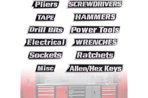 Penitue 12pcs Magnetic Tool Box Labels, Reusable 3D Magnet Toolbox Tags Clear & Easy to Read Organization Stickers Accessorie