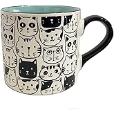 17oz Colorful Cat Mugs for Cat Lovers, Cute Ceramic Coffee and Tea Mug, Dishwasher Microwave Safe Novelty Coffee Cup for Plant Lover, Mugs Gift for Women and Men