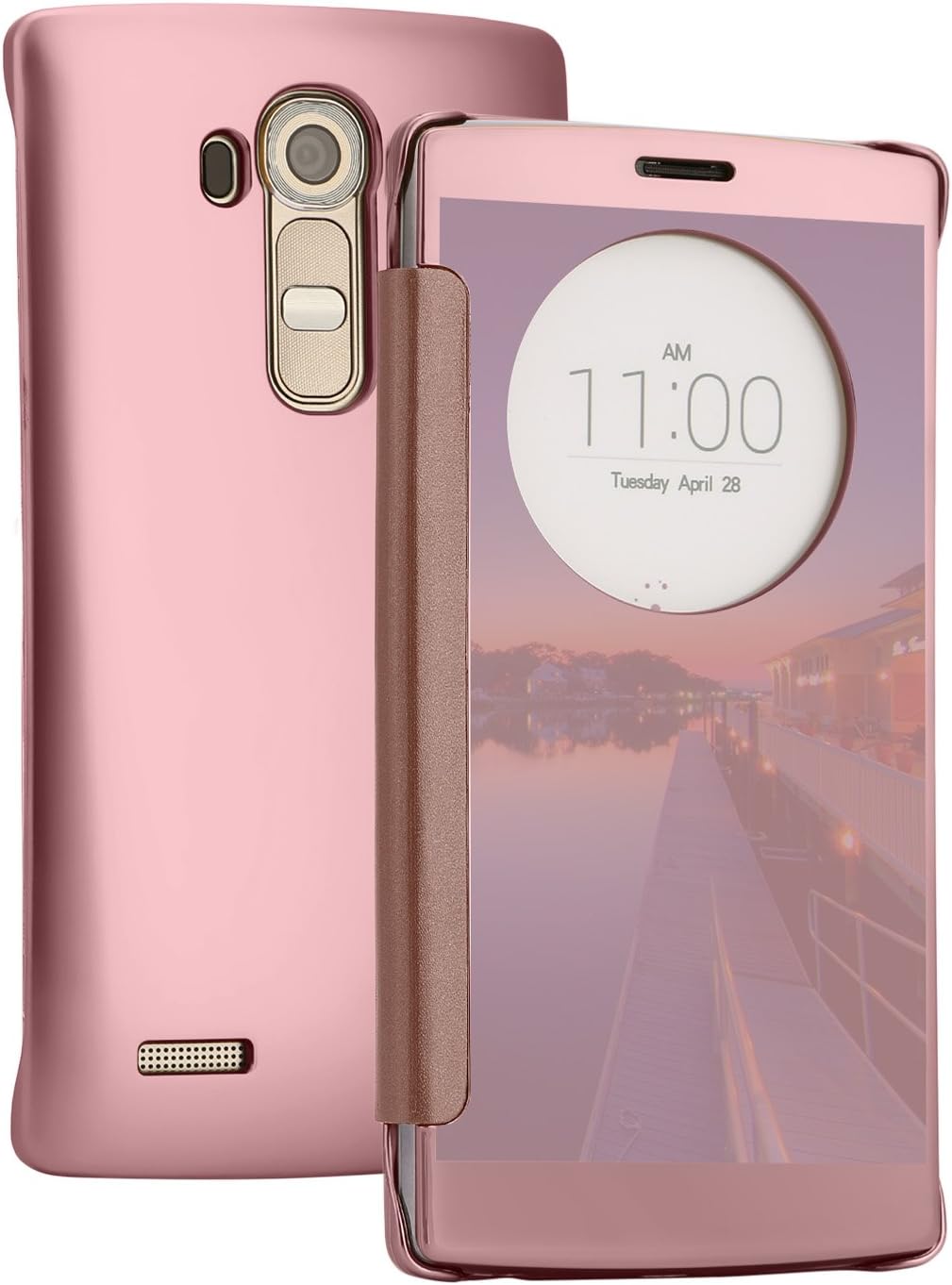 TOROTON Case LG G4, LG G4 View Mirror Folio Flip Case Cover for LG G4 (Rose Gold)