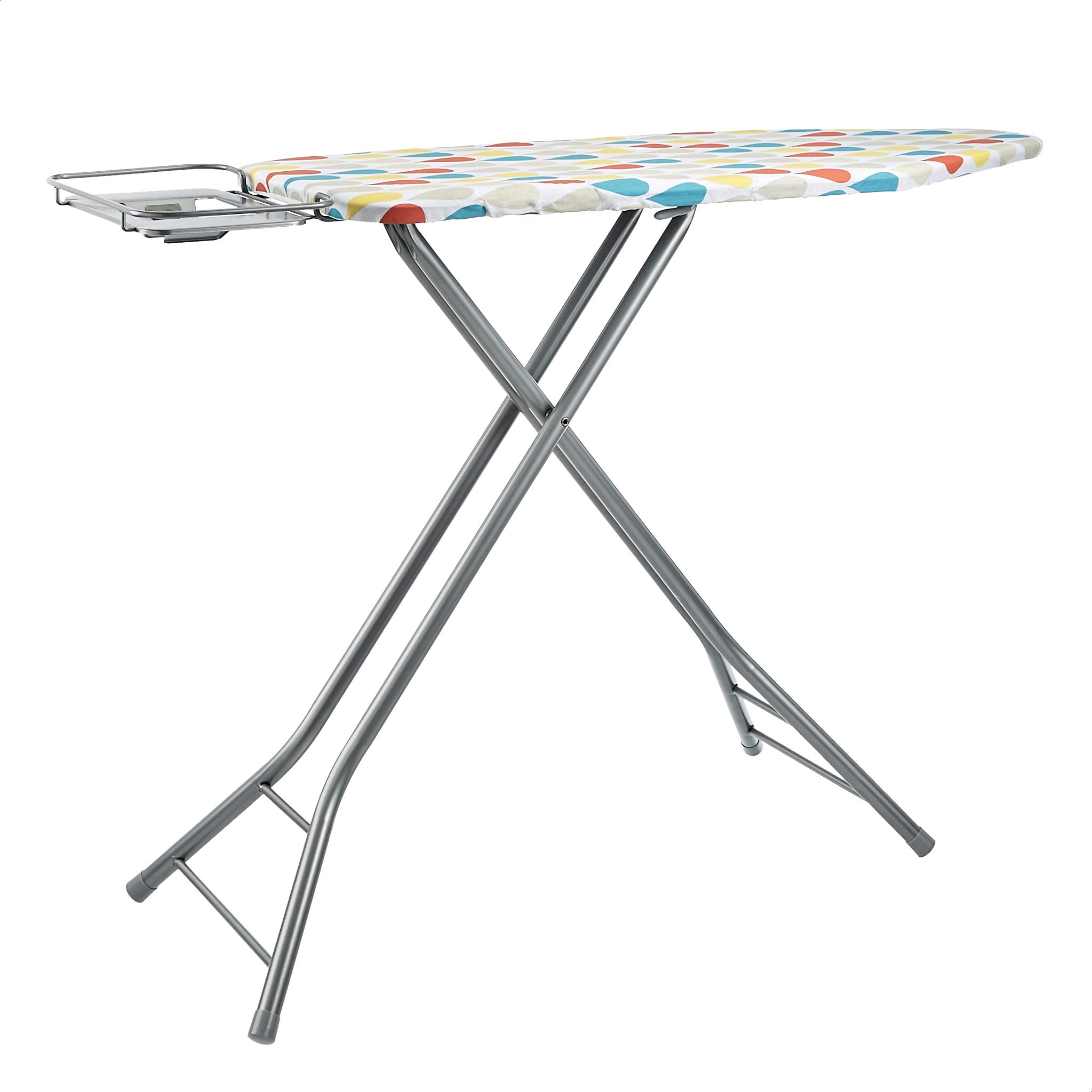 Amazon Basics Ironing Board with H-Shaped Iron Rest, Large, 122 cm x 43 cm, Grey, Polka Dots
