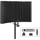 Aokeo Professional Studio Recording Microphone Isolation Shield, Pop Filter.High density absorbent foam is used to filter vocal. Suitable for Blue Yeti and any condenser microphone recording equipment