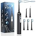 Water Dental Flosser with Electric Toothbrush, One Switch Between Tooth Brush & Water Floss, 3 in 1 Teeth Cleaning Kit with 4 Modes, Water Flosser Portable for Travel and Home (Black)
