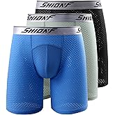 SHIONF Men's anti chafing Underwear Performance mesh cooling Boxer Briefs,3-Pack