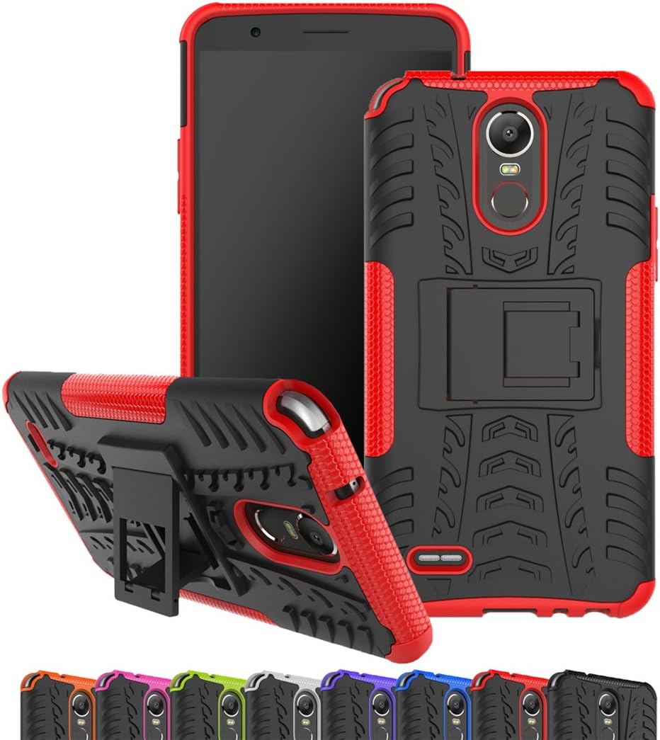 for LG Stylo 3 Case, Viodolge [Shockproof] Hybrid Tough Rugged Dual Layer Protective Phone Case Cover with Kickstand for LG G Stylo 3/ LG Stylus 3(2017 Released) (red)
