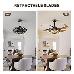 CROSSIO 48 Inch Tiffany Ceiling Fan with Light