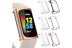 Kimiyaki 6 Pack for Fitbit Charge 6/5 Screen Protector Case, Ultra-Thin Soft TPU Bumper Full Coverage Protective Accessories
