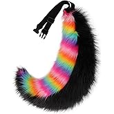 COSYEARS Faux Fur Animal Fox Wolf Tail Fursuit Furry Handmade Fluffy Plush Costume Accessories Halloween Party