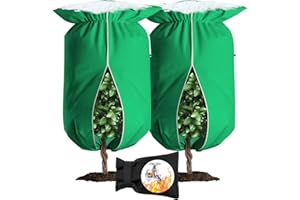 AIRSFISH Upgrade Plant Cover Freeze Protection, Large 3 Packs 47"x72" 3 oz/yd² Thicken Frost Cloth Blankets for Trees Drawstring Bag Reusable with Zipper for Potted Winter Cold Weather- Green