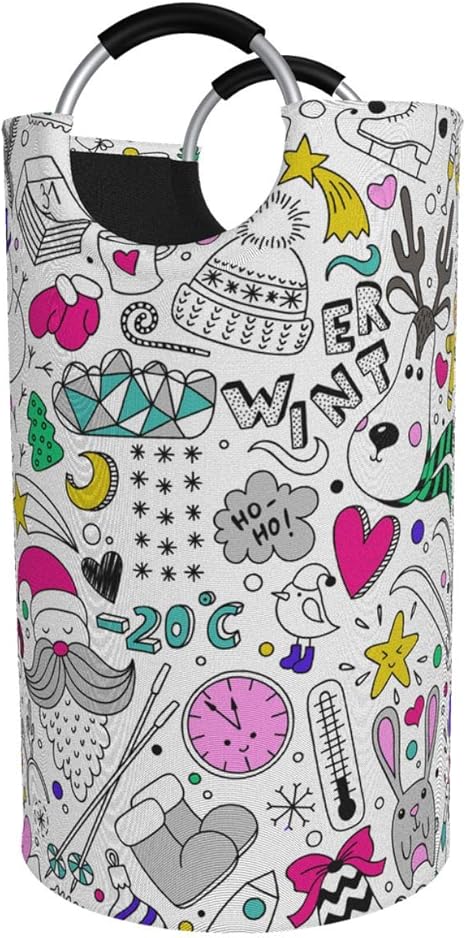 Amazon Mimuti ランドリーバスケット 落書き冬アイコンアイテムで漫画手描きのパターン ランドリーバッグ 洗濯かご おりたたみ 洗濯カゴ おしゃれ 収納ボックス おもちゃ収納 かご バスケット オンライン通販