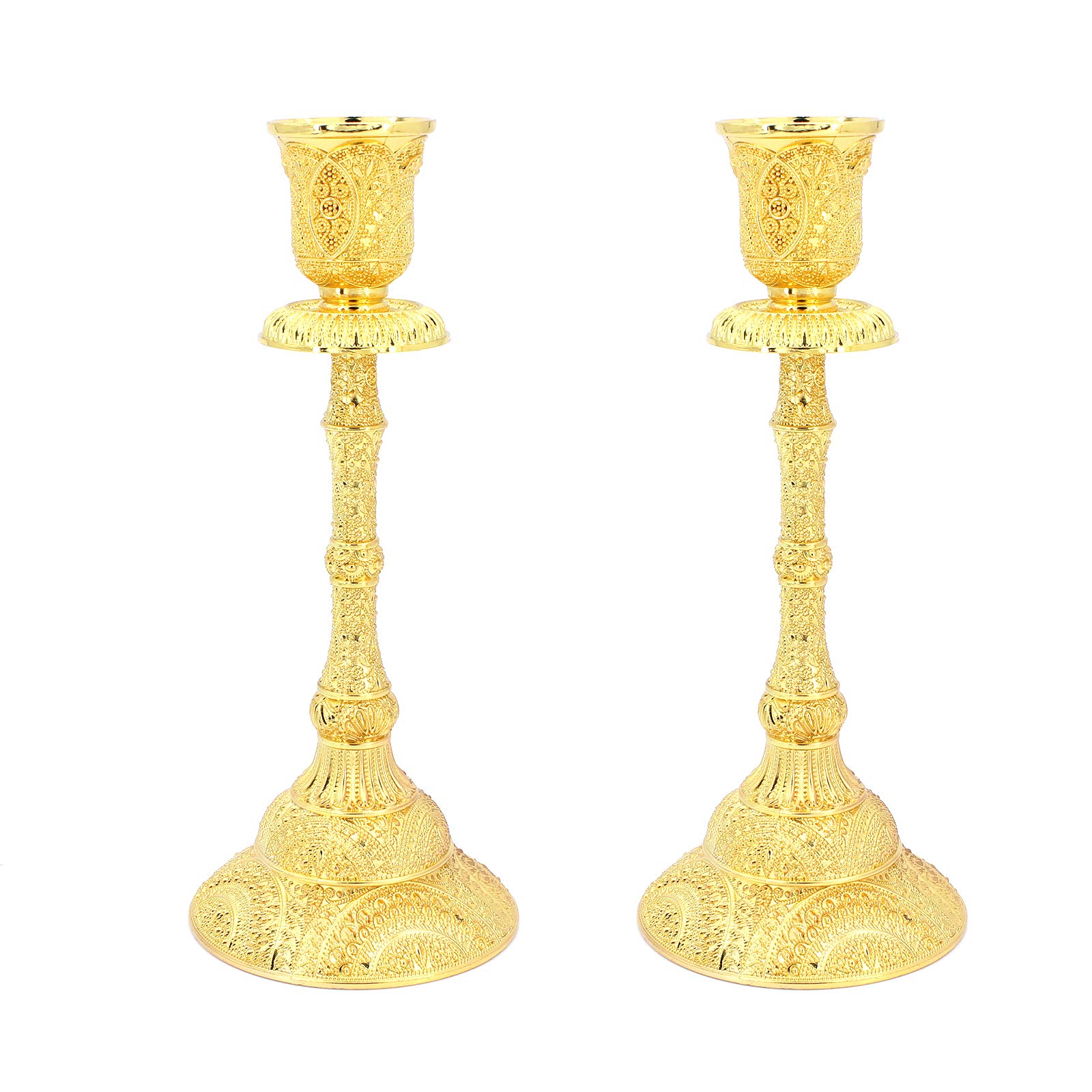 Gearific Candle Holders, Silver/Gold Plated Candlestick Holders Set of 2 for Living Room Ornaments Table Centrepieces Home Decoration (Gold)