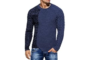 Taoliyuan Mens Pullover Sweater Winter Ribbed Knitted Color Block Comfort Stylish Twisted Long Sleeve Sweaters1