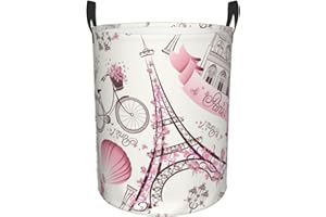 Gbuzozie Paris Eiffel Tower Round Laundry Hamper Storage Basket Toys Clothes Organizer Bin For Home Bathroom Bedroom Dorm Nursery, 62l