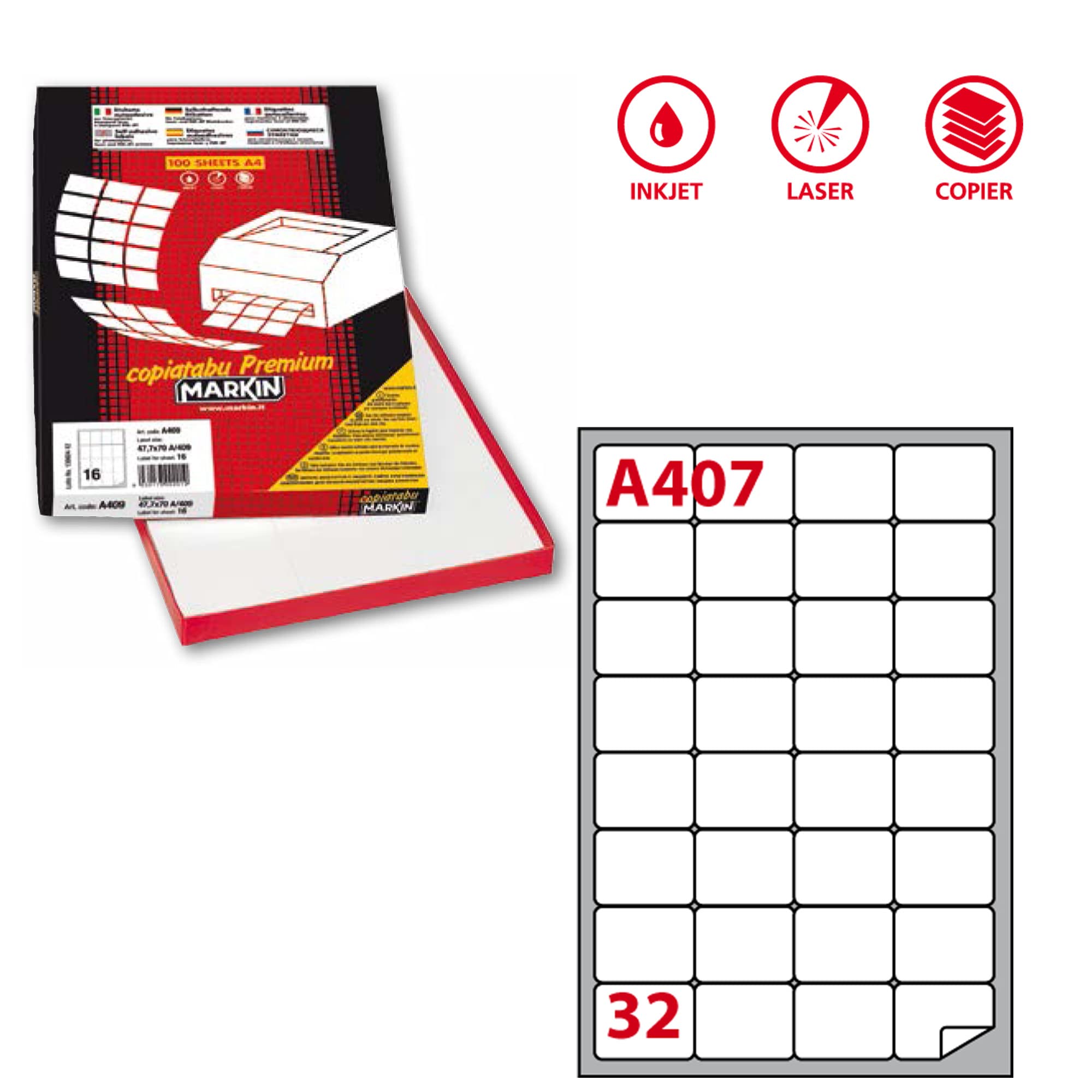 Markin 210A407 White Printer Label