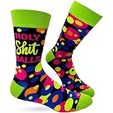Fabdaz Holy Sh-t Balls Funny Men's Novelty Crew Socks - 1 Pair, Fits Shoe Size 7-13