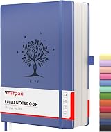 Smarpau Large A4 Notebook 320 Pages 100gsm Leather Hardcover Blue