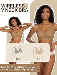 BOUFOR Women's V Neck Bra Wireless Push Up Bralette
