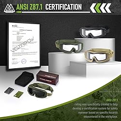 VOZAPOW Airsoft Goggles Anti Fog with ANSI Z87.1