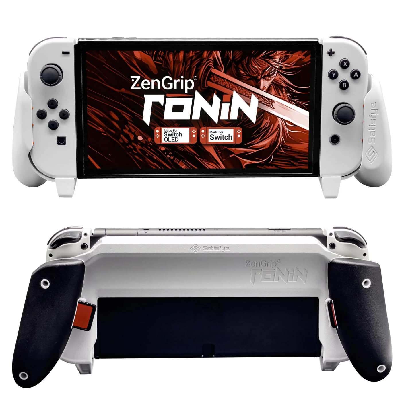 Photo 1 of Satisfye - ZenGrip Ronin White Grip, a Dockable Switch Grip Compatible with Nintendo Switch - Comfortable & Ergonomic Grip, Joy Con & Switch Control. #1 Switch Accessories Designed for Gamers (White)