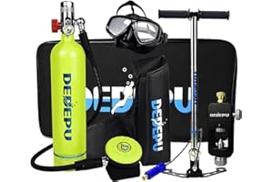 DEDEPU S5000 Scuba Tank, 1L Mini Scuba Cylinder, High Pressure Air Pump, 15-25 Min Refill Adapter, Underwater Diving Breathe Training (Green)