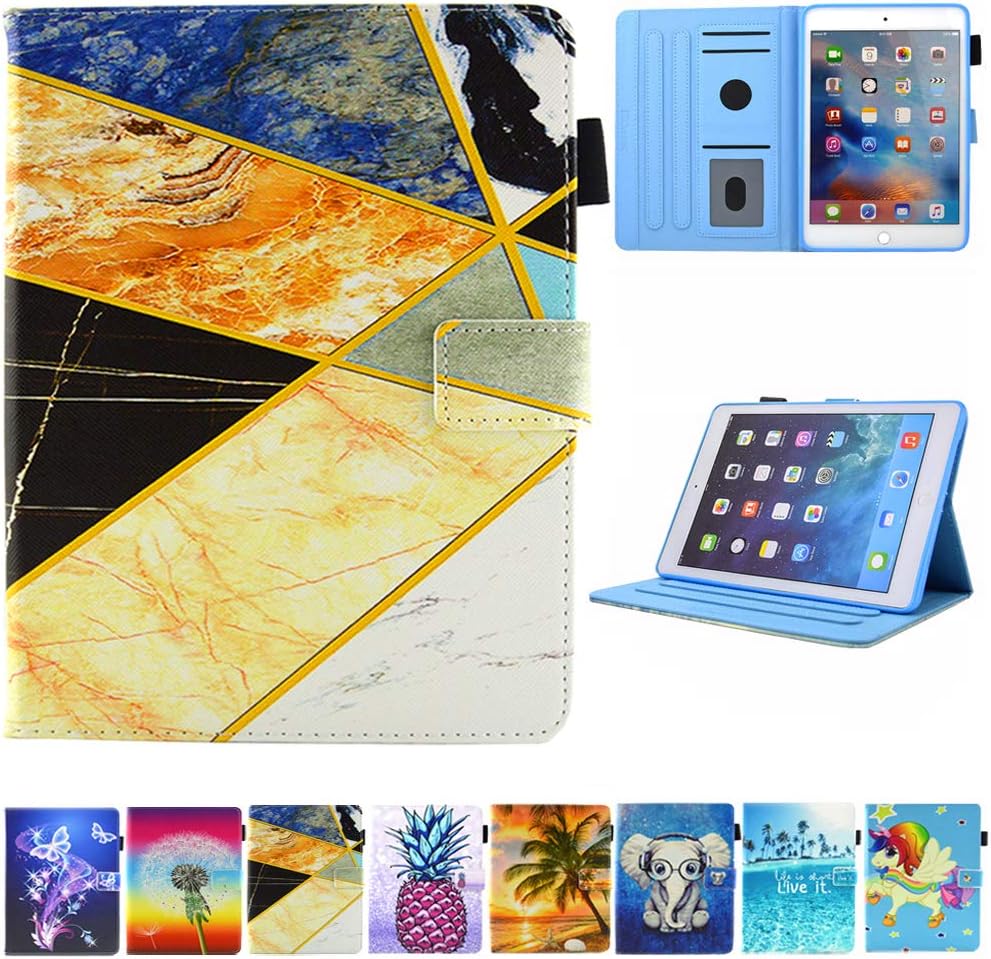 JZCreater Case for iPad Mini 1/2/3/4 - Folio Stand Wallet Case, Auto Sleep/Wake Feature for Apple iPad Mini 123/ iPad Mini 4, Marble