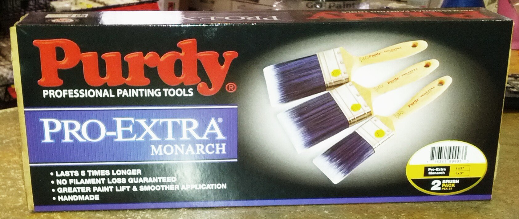 Purdy Pro-Extra Monarch Paint Brush Set 1x2" 1x3"