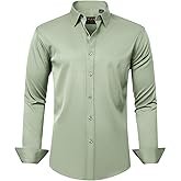 J.VER Men's Dress Shirts Solid Long Sleeve Stretch Wrinkle-Free Formal Shirt Business Casual Button Down Shirts