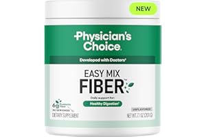 Physician's CHOICE Easy Mix Fiber for Digestive Health & Regularity - No Grit, Sugar Free, & Tasteless - Daily Prebiotic Soluble Fiber Powder Supplement for Women and Men - Unflavored - 7.1oz