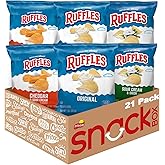 Ruffles Potato Chips, 3 Flavor Variety Pack, 1 oz Bags (Pack of 21)