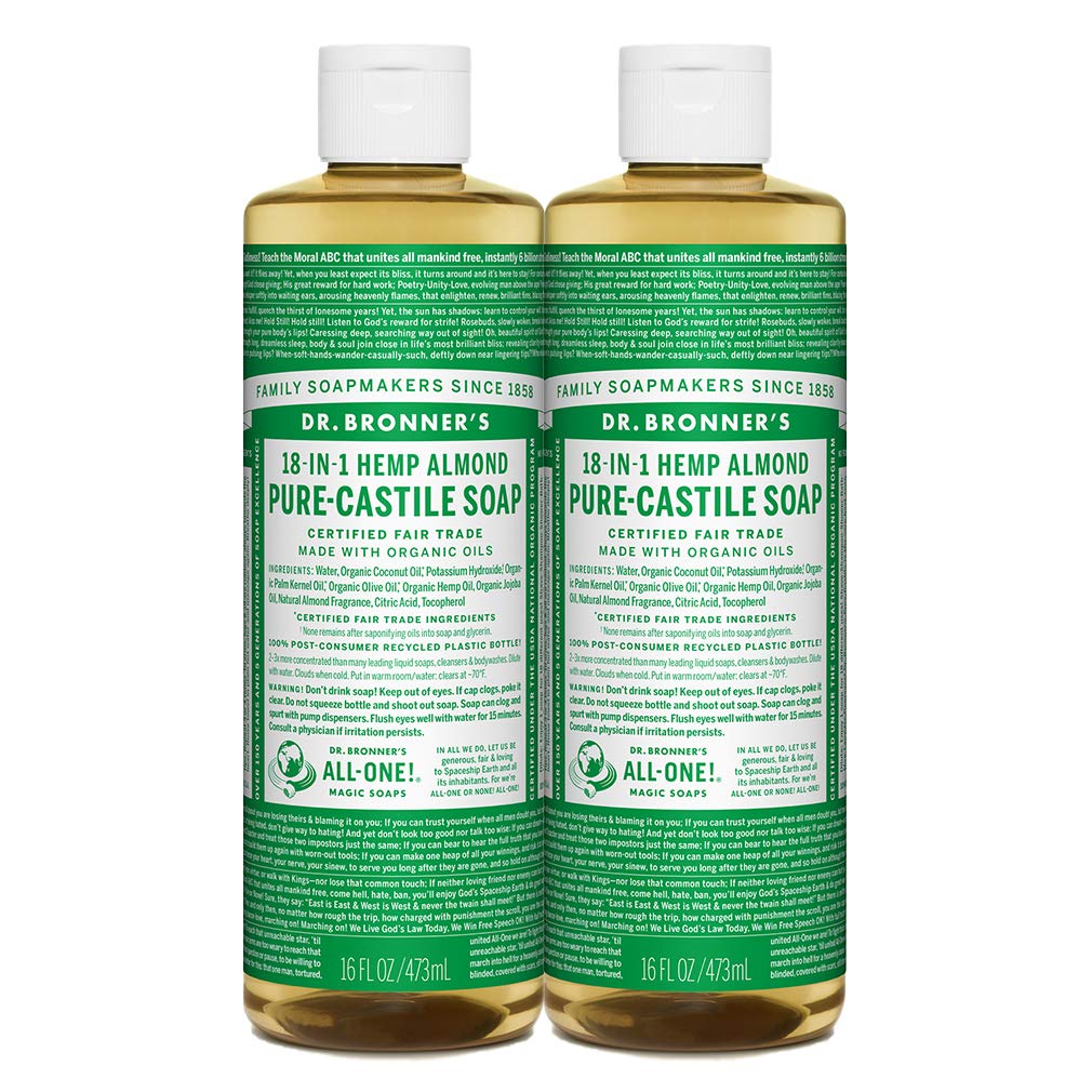 Dr. Bronner’s - Pure-Castile Liquid Soap (Almond, 16 Ounce, 2-Pack)