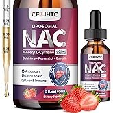 Liposomal Liquid NAC Supplement N-Acetyl Cysteine Drops, N Acetyl Cysteine 600mg with Glutathione, Resveratrol & Zinc for Adults & Kids Liver Lung Antioxidant Immune & Skin Health, Strawberry 2 Fl Oz