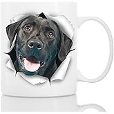 Cute Black Labrador Dog Mug - Ceramic Funny Coffee Mug - Perfect Dog Lover Gift - Cute Novelty Coffee Mug Present - Great Birthday or Christmas Surprise for Friend or Coworker, Men and Women (11oz)