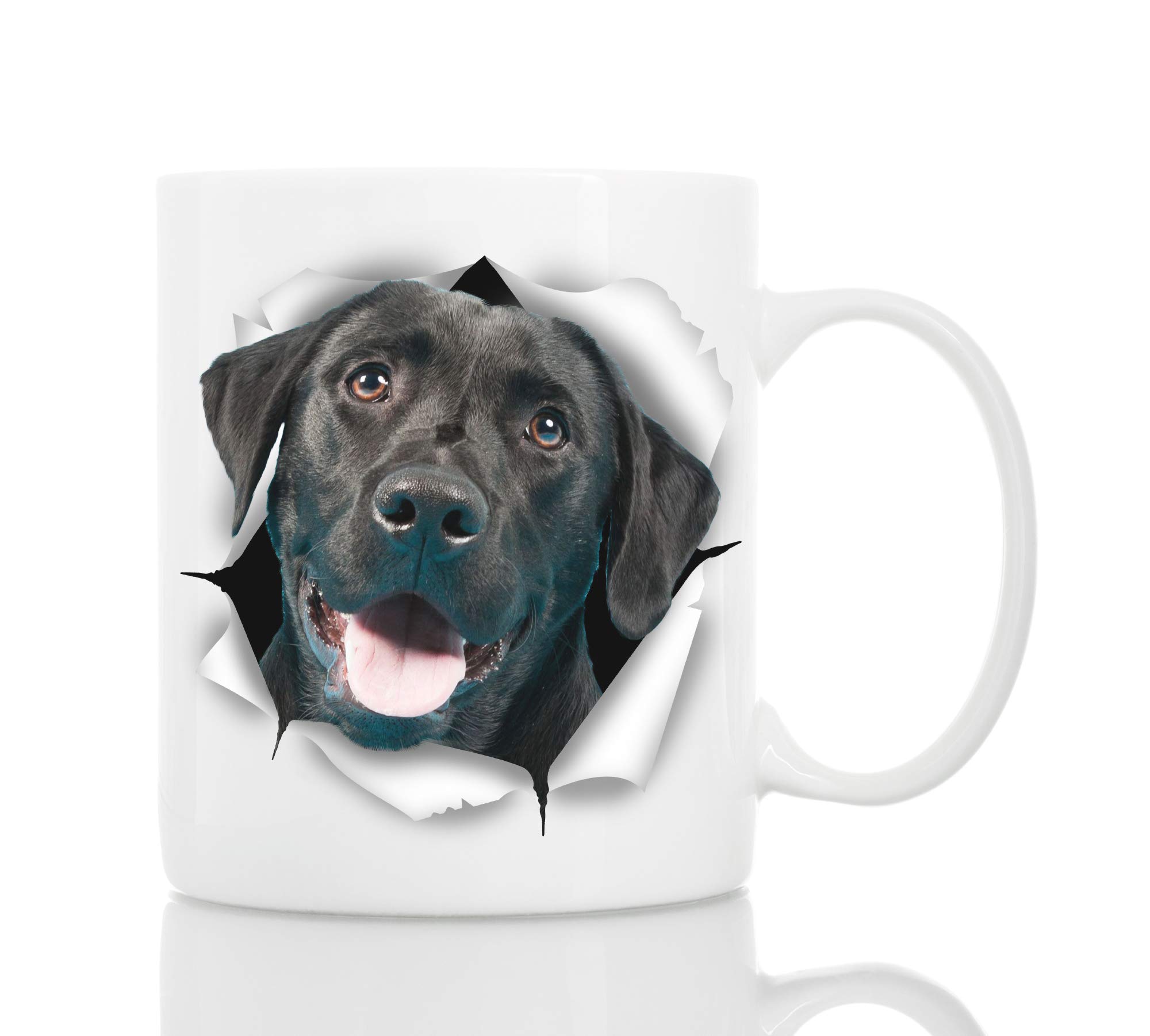 Cute Black Labrador Dog Mug - Ceramic Funny Coffee Mug - Perfect Dog Lover Gift - Cute Novelty Coffee Mug Present - Great Birthday or Christmas Surprise for Friend or Coworker, Men and Women (11oz)