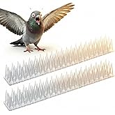 KraAra Bird &amp; Animal Deterrent Spikes, 6 Packs Outdoor Plastic Spike Strips for Roof, Ledges, Fence, Walls &amp; Railing, Humane Squirrel, Raccoon &amp; Pigeon Barrier, 6 FT Coverage, White