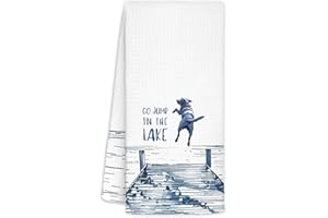 KRHFG Lake House Decor Dish Towels,Lake House Gifts,Funny Lake Dog Kitchen Towels Decorative,Dog Lover Mom Gifts Hand Towels Drying Cloth for Kitchen Bathroom Decor,16x24 Inch