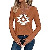 Binshre Western Country Concert Outfits Women Long Sleeve Keyhole Sexy V Neck T Shirts Vintage Rodeo Cowgirl Graphic Tees
