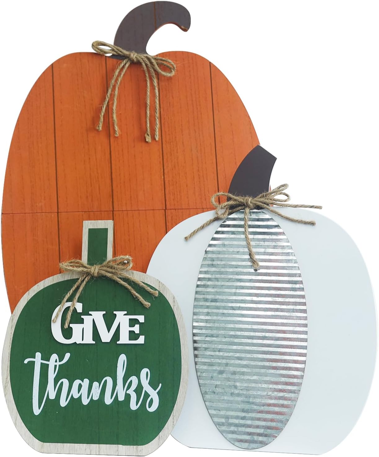 Yard Signs - Fall Decorations for Home Outdoor, DEWBIN 3 Pack Pumpkin wood Porch Standings with GIVE THANKS Lettered for Fall Decor, Welcome Home Sign for Front Door, Porch, Garden, Yard, Patio, Thanksgiving