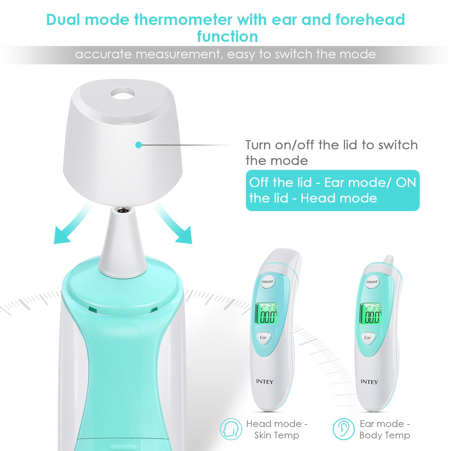 INTEY 2 in 1 Thermometer, Forehead and Ear Thermometer for Baby, Non