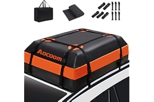 Aocoom Car Roof Bag Rooftop Cargo Carrier, 15 Cubic Feet Waterproof Car Top Luggage Storage Bag with Anti-Slip Mat, 5 Reinforce Straps and 4 Door Hooks for Vehicles, Orange