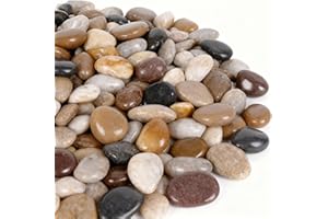 onlyfire 10lb Polished Pebbles, 3/8" Natural Decorative Mixed Color River Rocks Aquarium Gravel Stones for Landscaping, Indoo