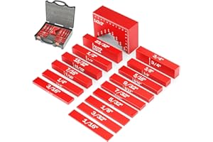 COMFYLICHI Setup Blocks Height Gauge, 16pcs Precision Aluminum Setup Bars, Router and Table Saw Accessories, Woodworking Tools for Easily Set Fence, Blade, Drill Height, with Storage Case