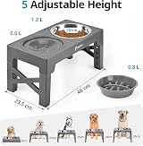 Petace Elevated Dog Bowls for Large Dogs - 5 Heights, 2 Slow Feeder + Stainless view 6